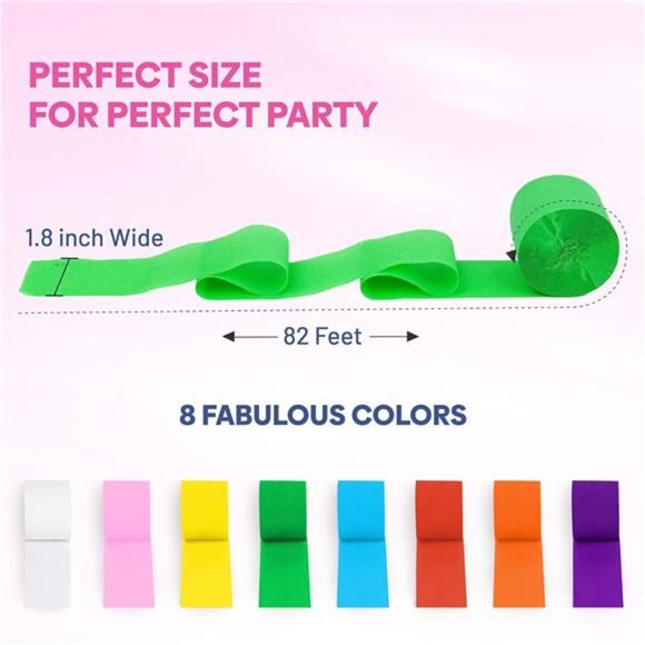 8 Rainbow Crepe Paper Streamers Rolls Party Decorations Birthday Wedding Decor - Picture 3 of 7